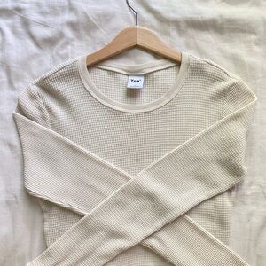 TNA Off-White Waffle Knit Top